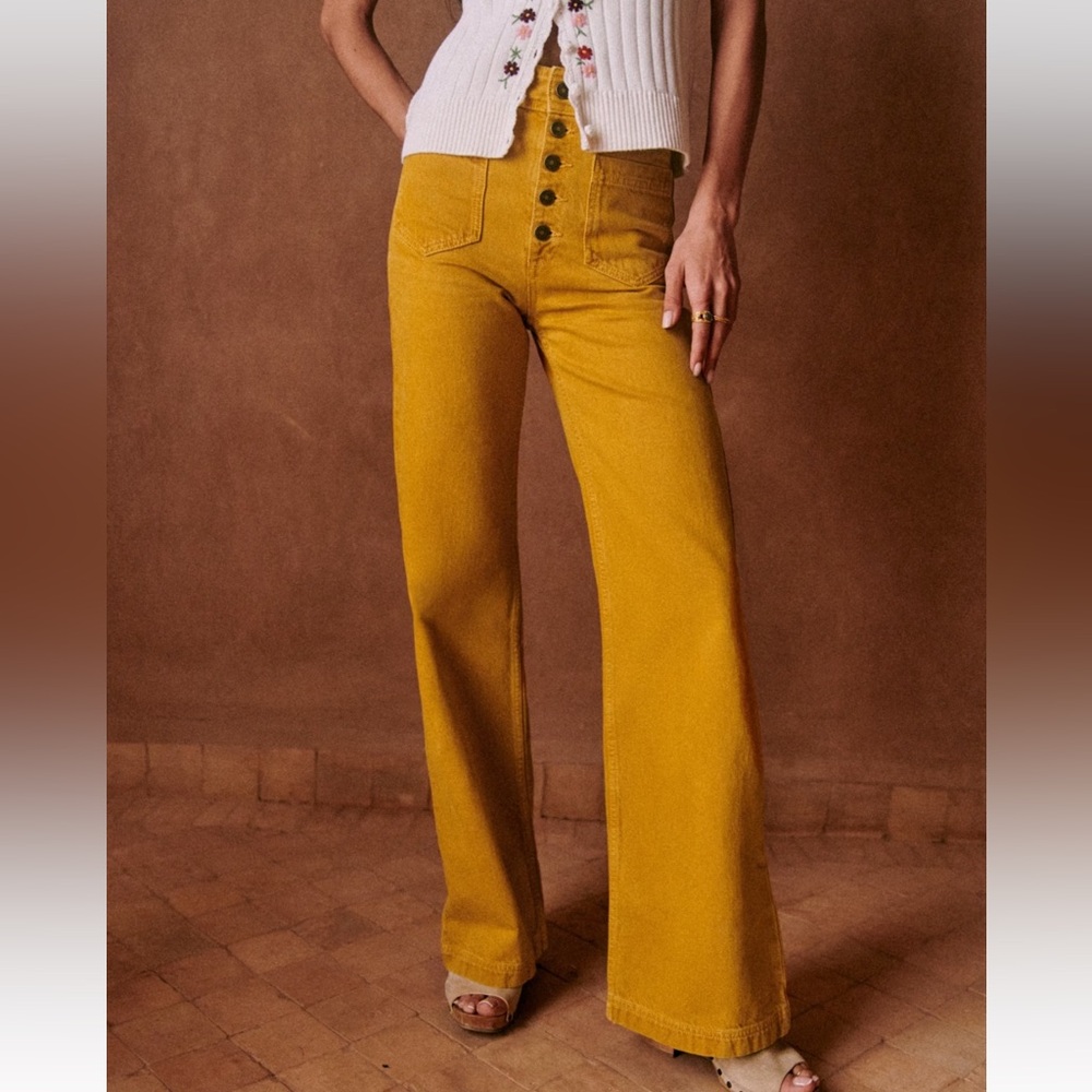 Sezane Mustard Boot Cut Pants